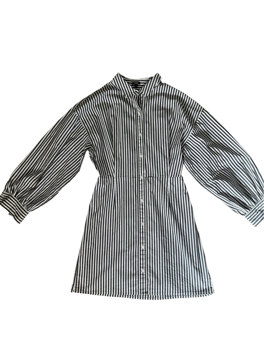 Express Button Down Dress Charcoal & White Size Medium